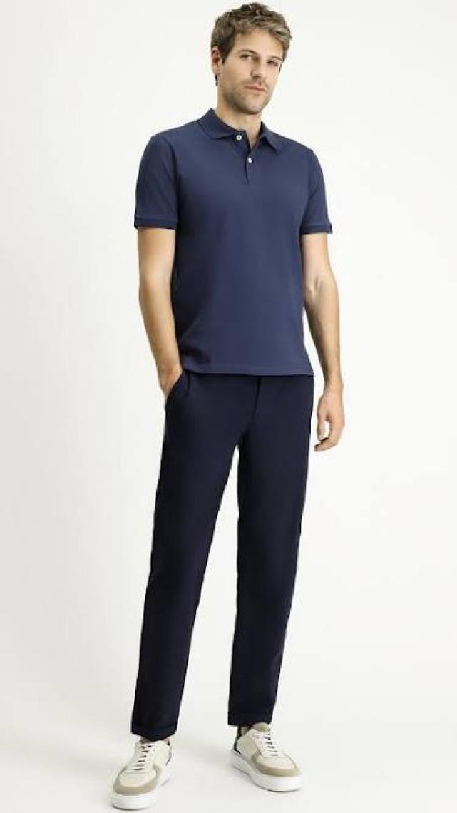 Slim Fit Dar Kesim Nakışlı Pamuk Polo Yaka Tişört