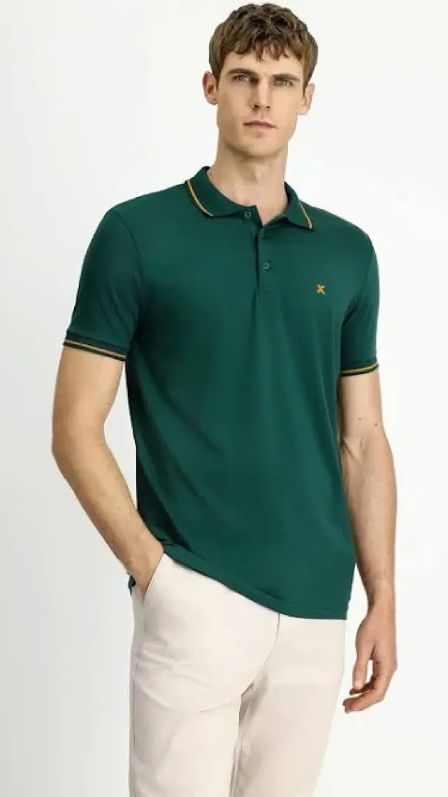 Polo Yaka Slim Fit Dar Kesim Nakışlı Süprem Pamuklu Tişört