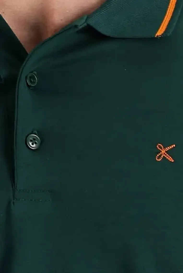 Polo Yaka Slim Fit Dar Kesim Nakışlı Süprem Pamuklu Tişört