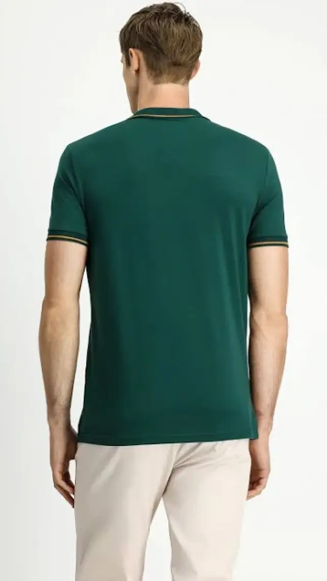 Polo Yaka Slim Fit Dar Kesim Nakışlı Süprem Pamuklu Tişört