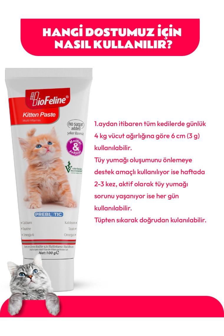 Yavru Kedi Macun 100g | Yavru ve Anne Kediler İçin Bağışıklık Sistemi Destekleyici Macun