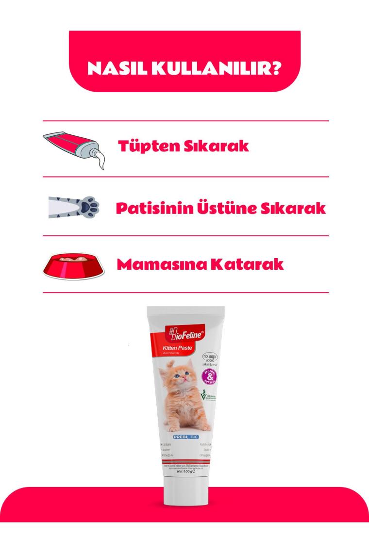 Yavru Kedi Macun 100g | Yavru ve Anne Kediler İçin Bağışıklık Sistemi Destekleyici Macun