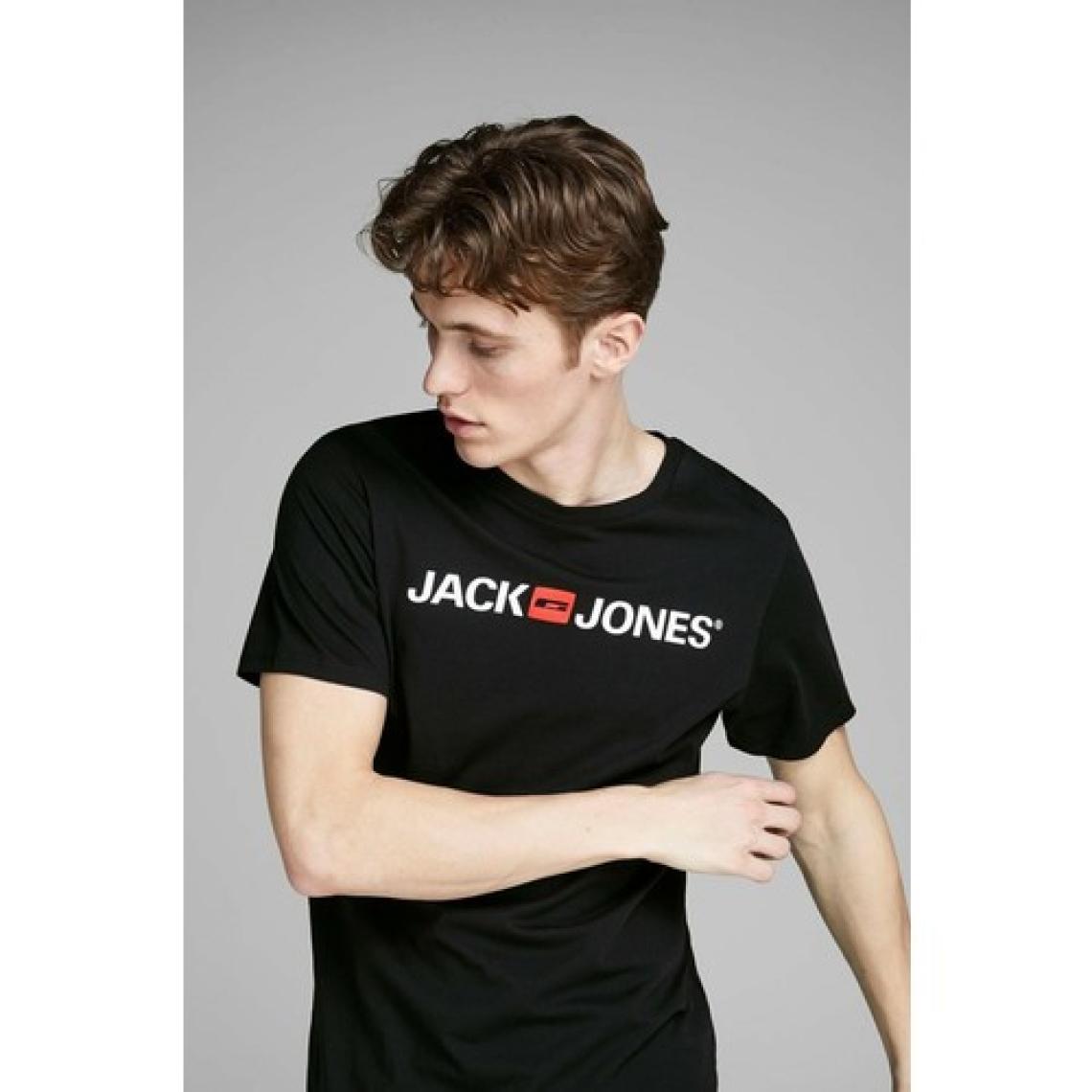 Jack & Jones Corp Logo Crew Neck Erkek Siyah Bisiklet Yaka Tişört