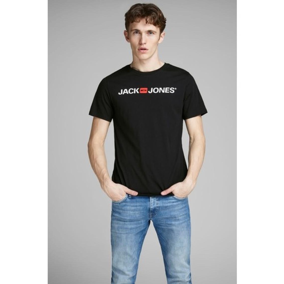 Jack & Jones Corp Logo Crew Neck Erkek Siyah Bisiklet Yaka Tişört