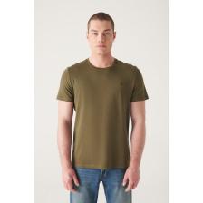 AVVA Erkek Haki Soft Touch Bisiklet Yaka Düz Modal T-shirt B001171