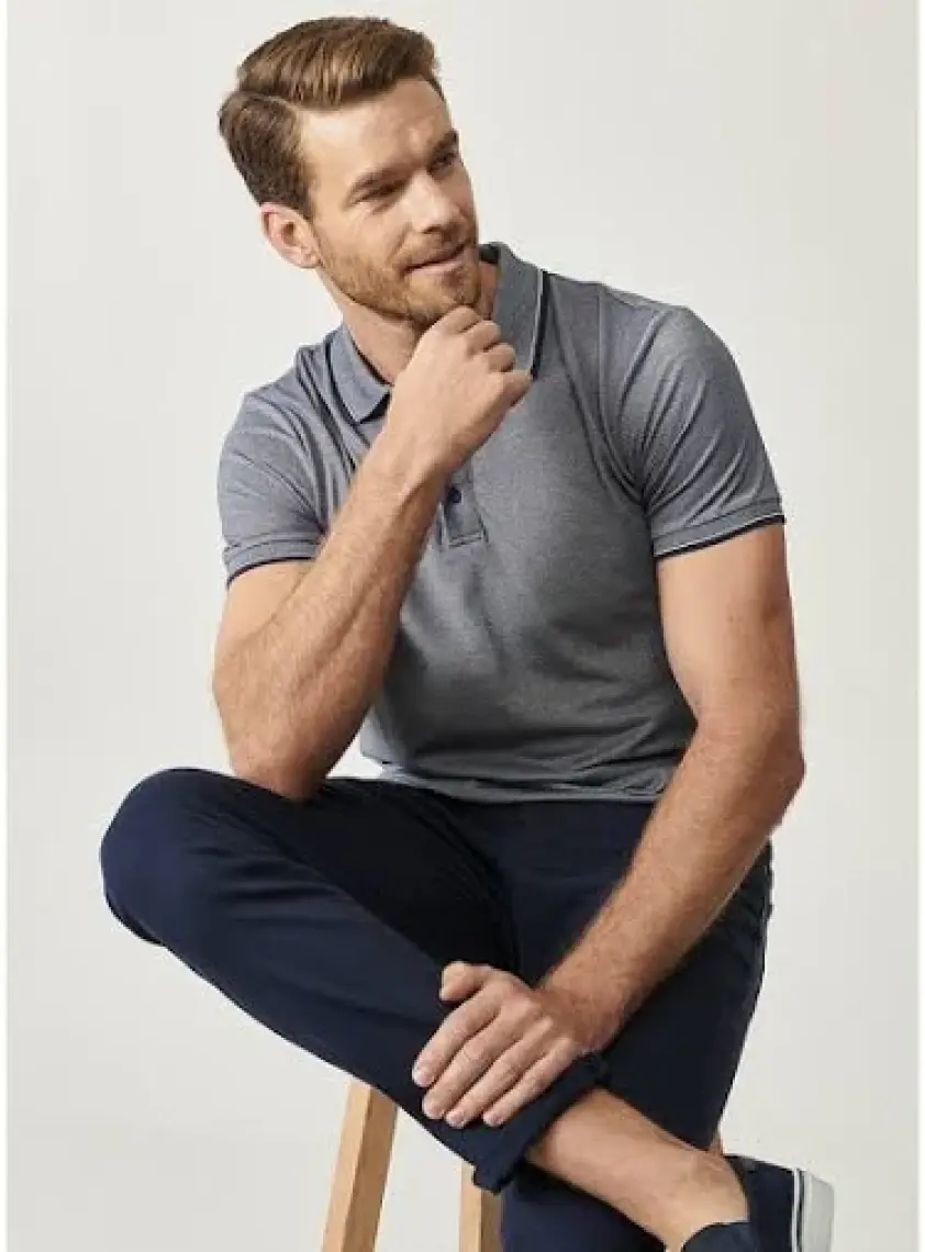 Altınyıldız Classics Erkek Açık Lacivert-Saks-Lacivert 3'lü Çekmeyen Pamuklu Slim Fit Kıvrılmaz Polo Yaka Tişört