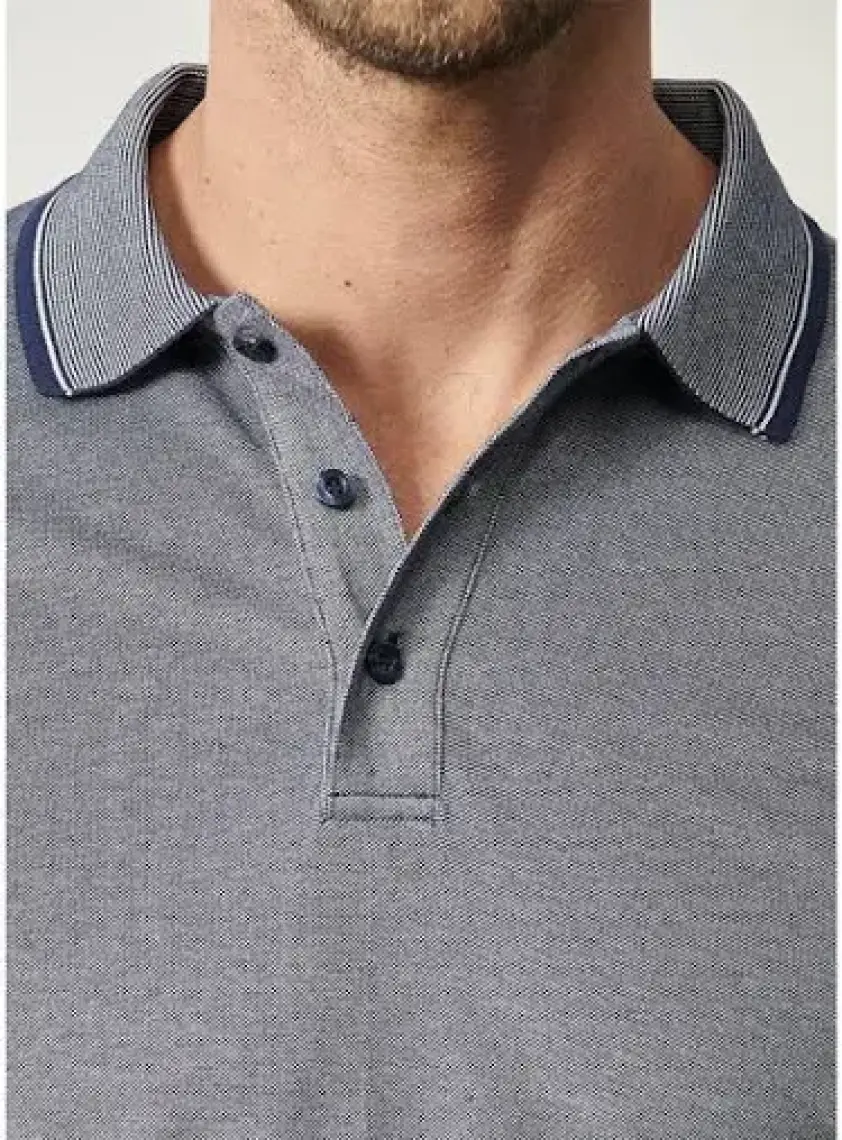 Altınyıldız Classics Erkek Açık Lacivert-Saks-Lacivert 3'lü Çekmeyen Pamuklu Slim Fit Kıvrılmaz Polo Yaka Tişört