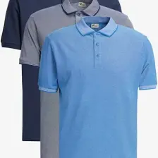 Altınyıldız Classics Erkek Açık Lacivert-Saks-Lacivert 3'lü Çekmeyen Pamuklu Slim Fit Kıvrılmaz Polo Yaka Tişört