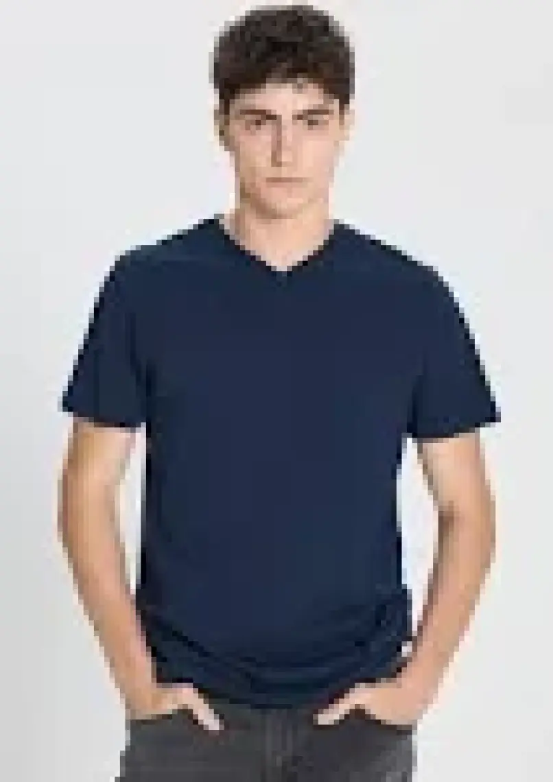 Altınyıldız Classics Erkek Lacivert Slim Fit Dar Kesim %100 Pamuk V Yaka Tişört