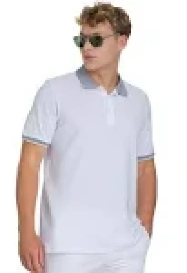 Beyaz Regular Fit 100% Pamuklu Polo Yaka Tişört