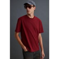 Solo Erkek %100 Organik Pamuklu Kalın Dokulu Comfort Fit Bisiklet Yakalı Bordo T-shirt