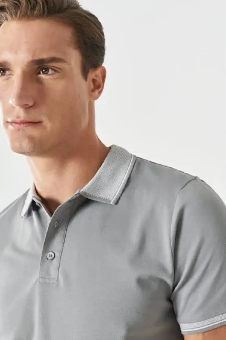 Altınyıldız Classics AC&Co / Altınyıldız Classics Erkek Çekmeyen Pamuklu Kumaş Slim Fit Dar Kesim Gri Kıvrılmaz Polo Yaka T-shirt