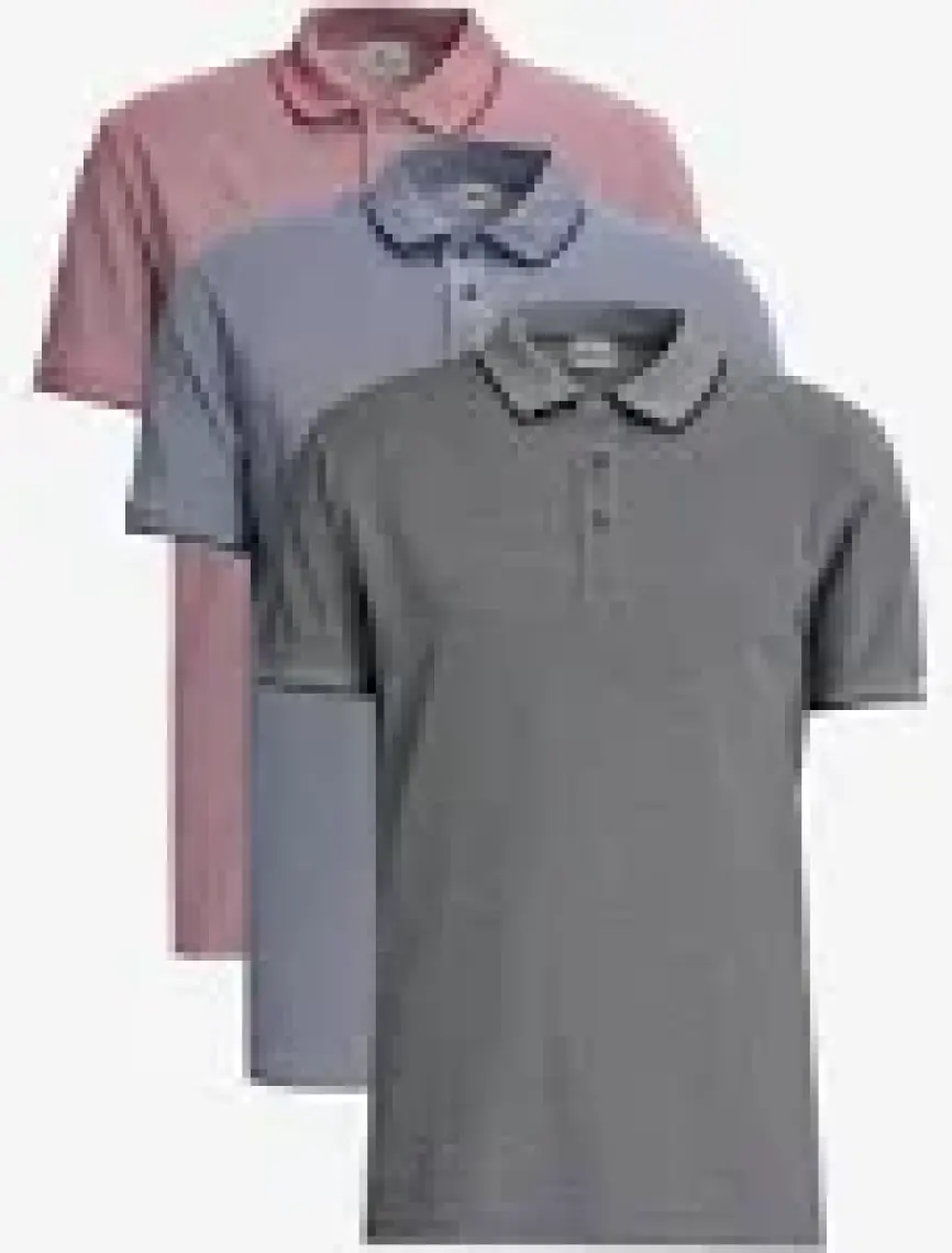 Altınyıldız Classics Slim Fit Dar Kesim 3 'lü Kıvrılmaz Polo Yaka Tişört