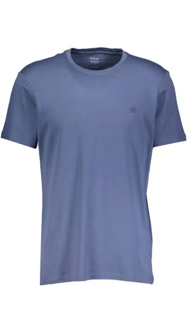 AVVA Erkek Indigo Soft Touch Bisiklet Yaka Düz Modal T-shirt B001171