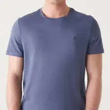 AVVA Erkek Indigo Soft Touch Bisiklet Yaka Düz Modal T-shirt B001171