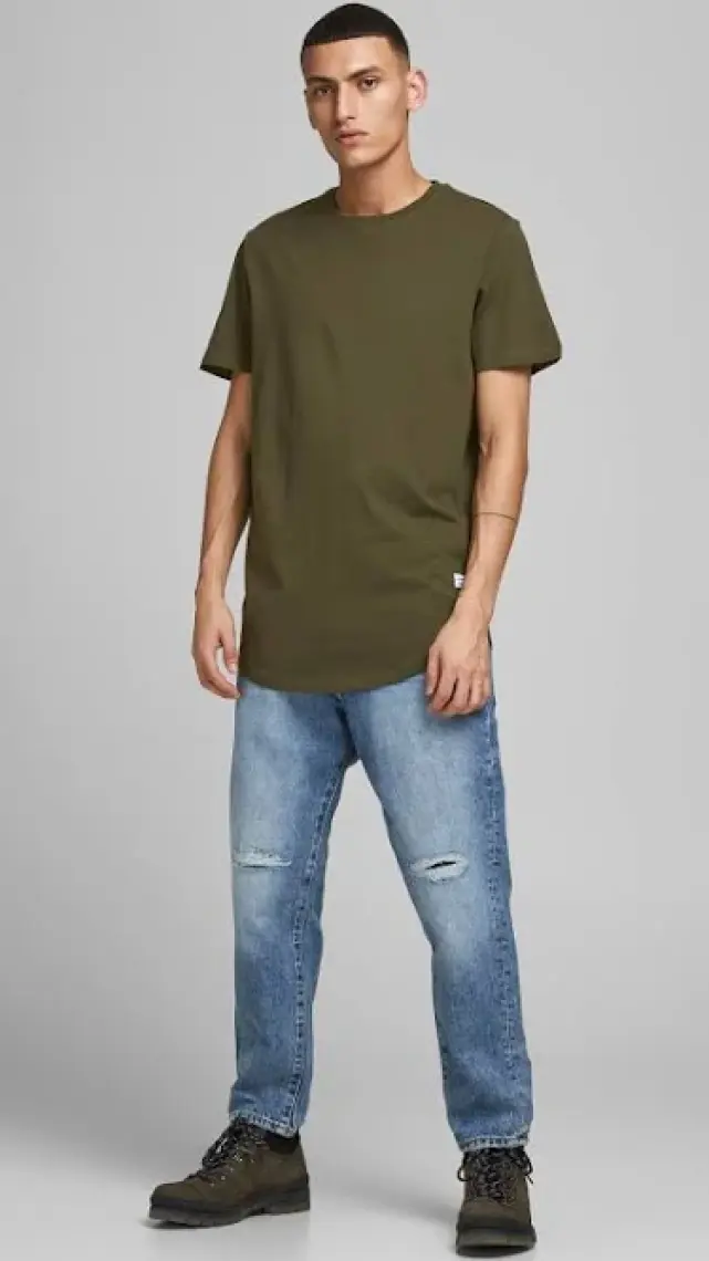 Jack & Jones 12113648 Bisiklet Yaka Regular Fit Baskılı Haki Erkek T-Shirt