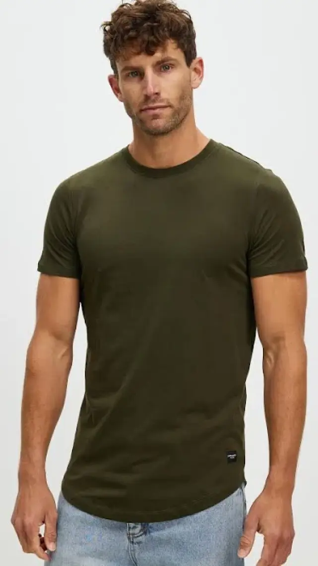 Jack & Jones 12113648 Bisiklet Yaka Regular Fit Baskılı Haki Erkek T-Shirt