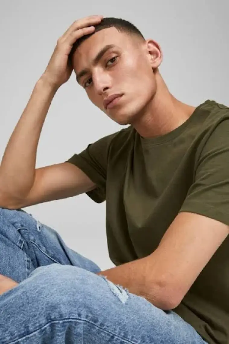 Jack & Jones 12113648 Bisiklet Yaka Regular Fit Baskılı Haki Erkek T-Shirt
