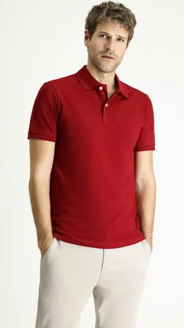 Slim Fit Dar Kesim Nakışlı Pamuk Polo Yaka Tişört