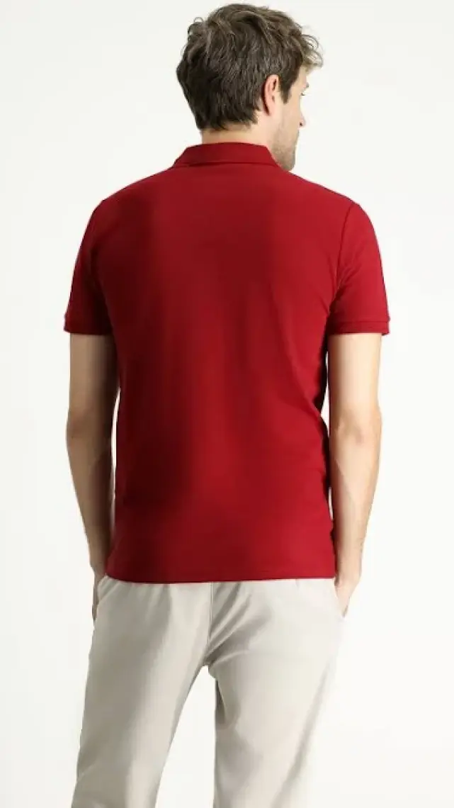 Slim Fit Dar Kesim Nakışlı Pamuk Polo Yaka Tişört