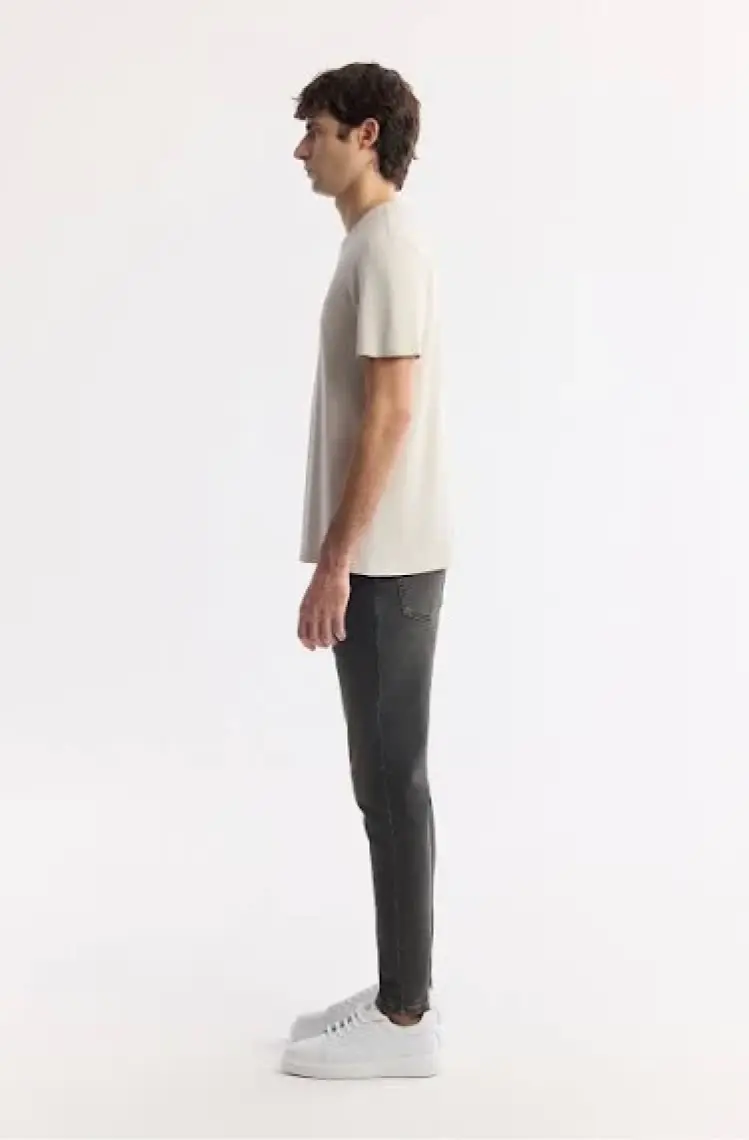 AVVA Erkek Bej Soft Touch Bisiklet Yaka Düz Modal T-shirt B001171