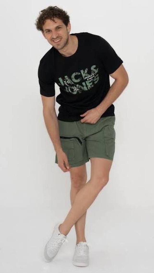 Jack & Jones Bisiklet Yaka Logo Baskılı Tişört - Bluarchie-12217167
