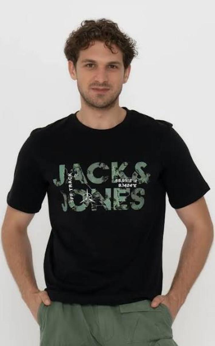 Jack & Jones Bisiklet Yaka Logo Baskılı Tişört - Bluarchie-12217167