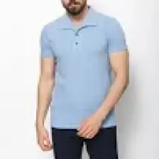 MCR Desenli Mavi Renk Slim Fit Apaç Yaka Keten Erkek T-Shirt
