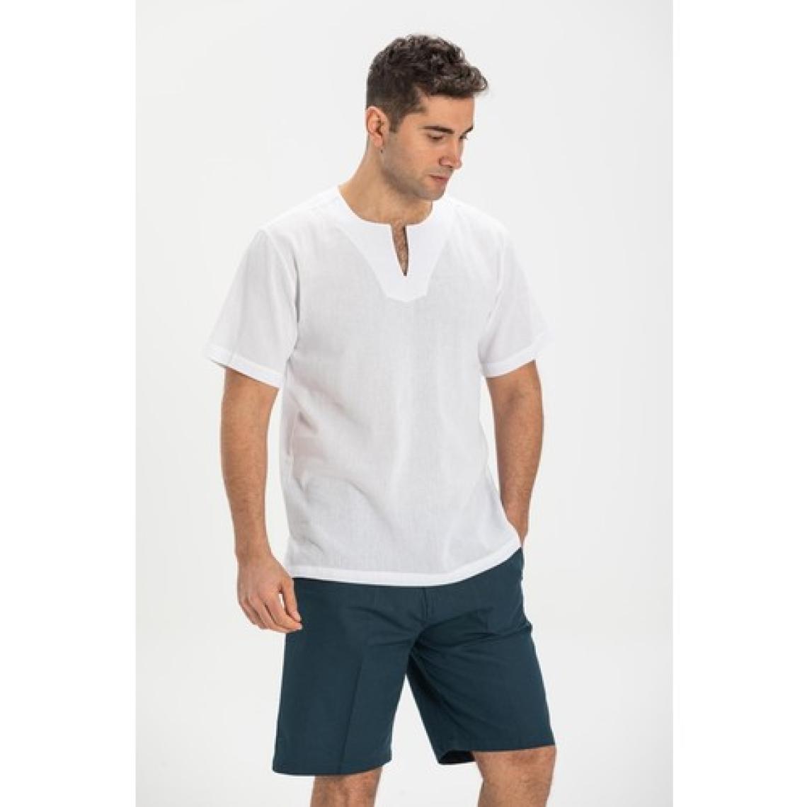 Büyük Beden Kısa Kol Şile Bezi Bisiklet Yaka Erkek Yazlık Tshirt Beyaz 3001