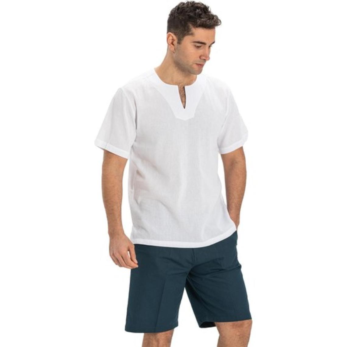 Büyük Beden Kısa Kol Şile Bezi Bisiklet Yaka Erkek Yazlık Tshirt Beyaz 3001