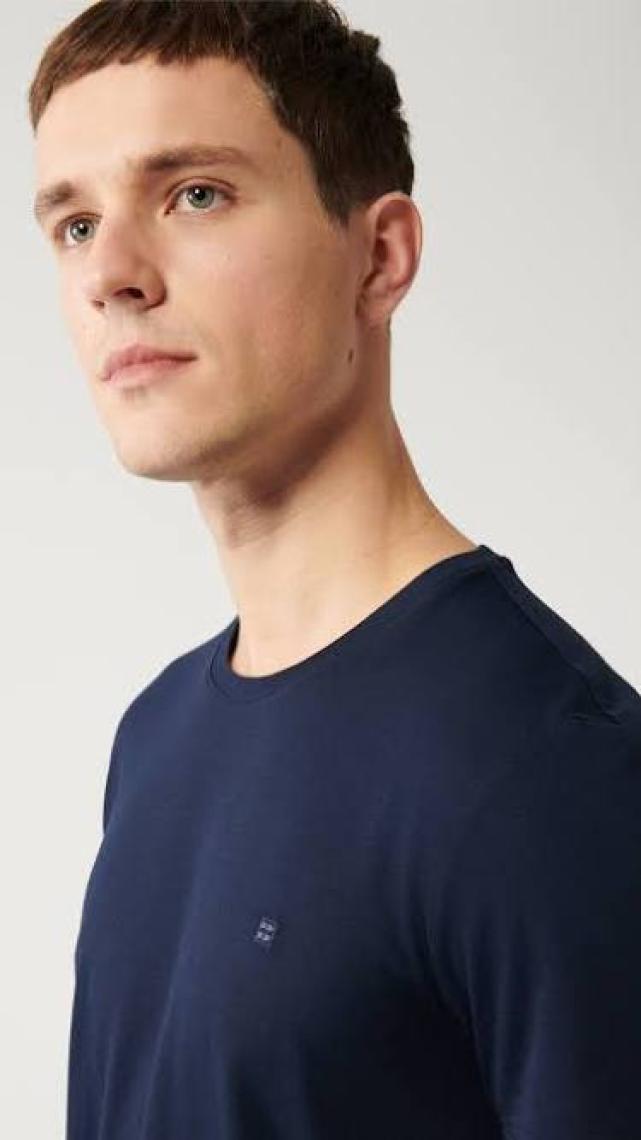 AVVA Erkek Lacivert Soft Touch Bisiklet Yaka Düz Modal T-shirt B001171