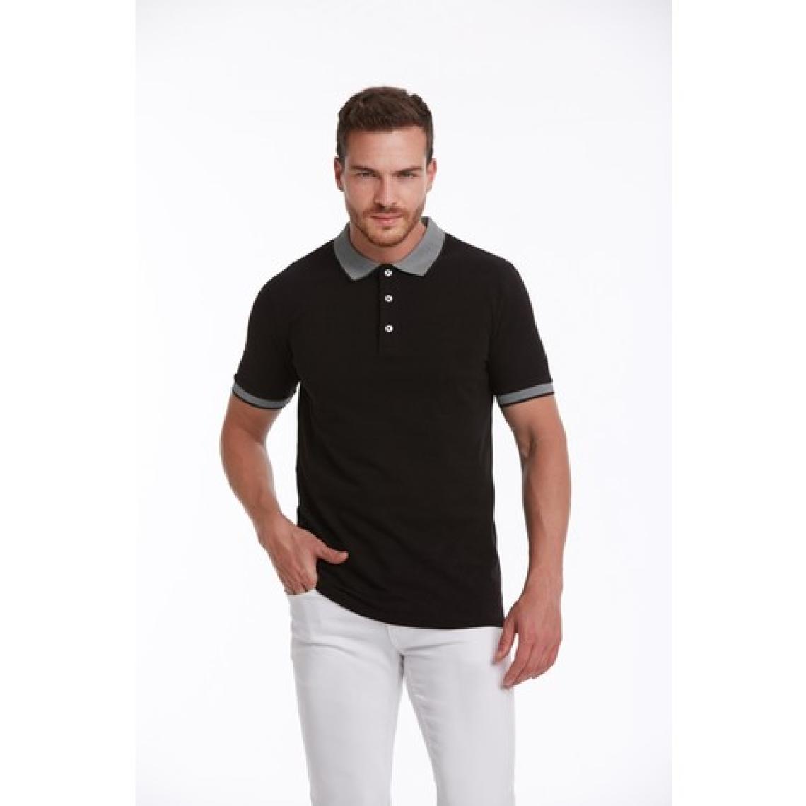 Hatemoğlu Erkek Siyah %100 Pamuk Regular Fit Polo Yaka Tişört