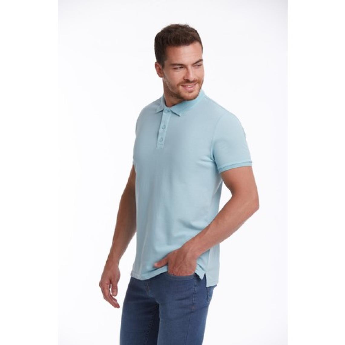 Hatemoğlu Erkek Mavi Regular Fit %100 Pamuk Polo Yaka Tişört
