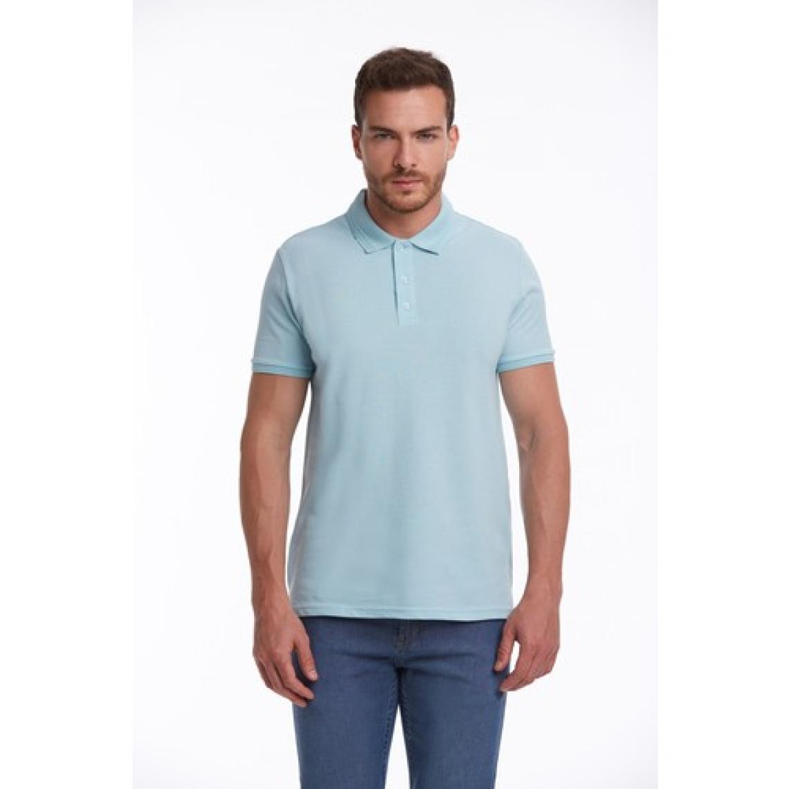 Hatemoğlu Erkek Mavi Regular Fit %100 Pamuk Polo Yaka Tişört