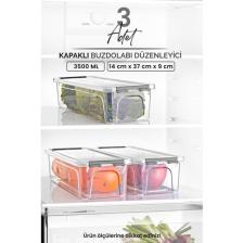 3'lü Kilitli Kapaklı Buzdolabı Düzenleyici Seti - Dolap Düzenleyici -Saklama Kabı Kutusu  3500 ml