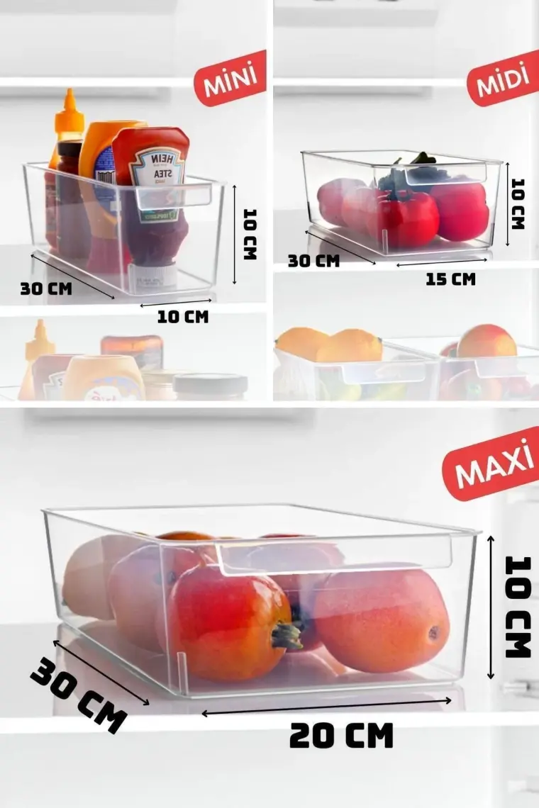 Nandy Home 3'lü Set Frigo Buzdolabı & Dolap Içi Düzenleyici Organizer Maxi/midi/mini
