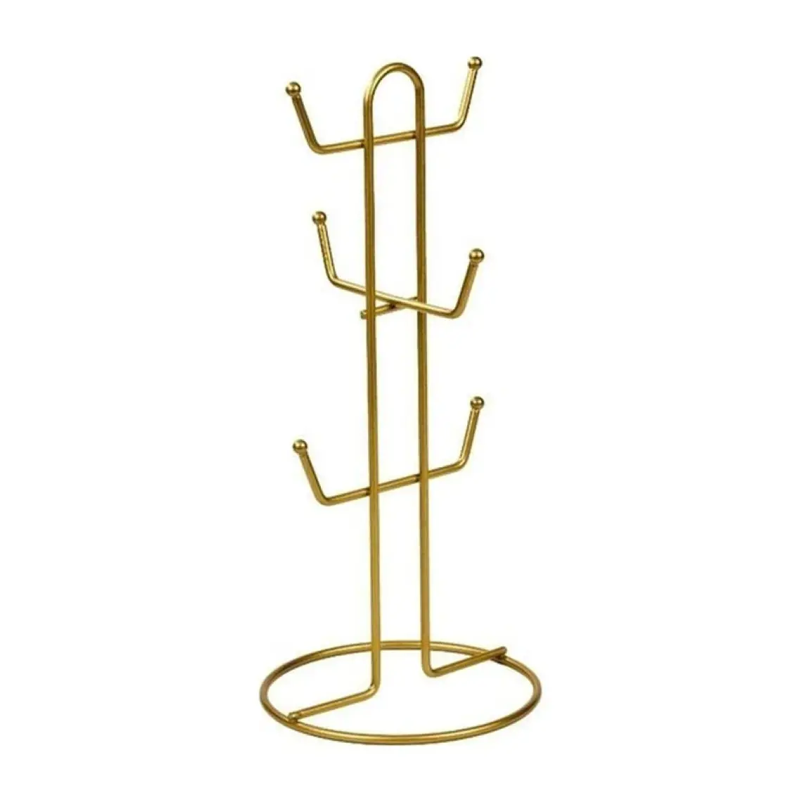 Edora Home Gold 6 Bölmeli Bardak, Kupa, Fincan Askılığı, Masa Üstü Askılık - Metal Paslanmaz Mutfak Düzenleyici