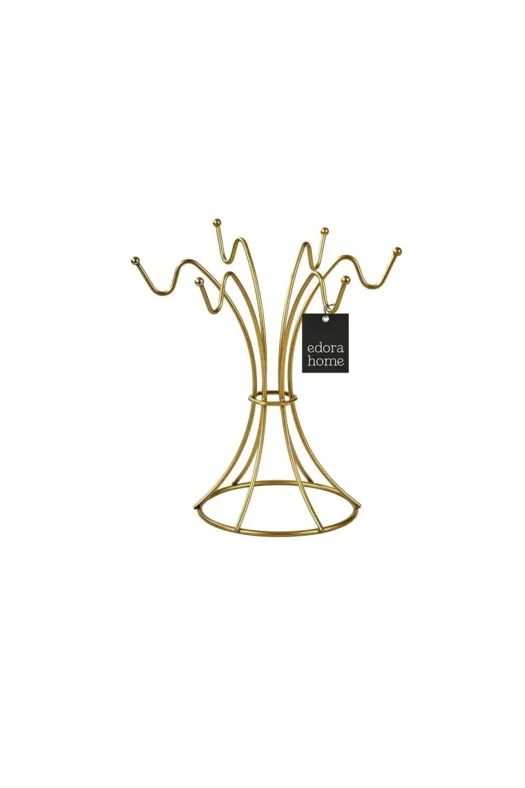 Edora Home Gold Dikey 6 Kancalı Bardak, Kupa, Fincan Askılığı - Metal Paslanmaz Mutfak Düzenleyici