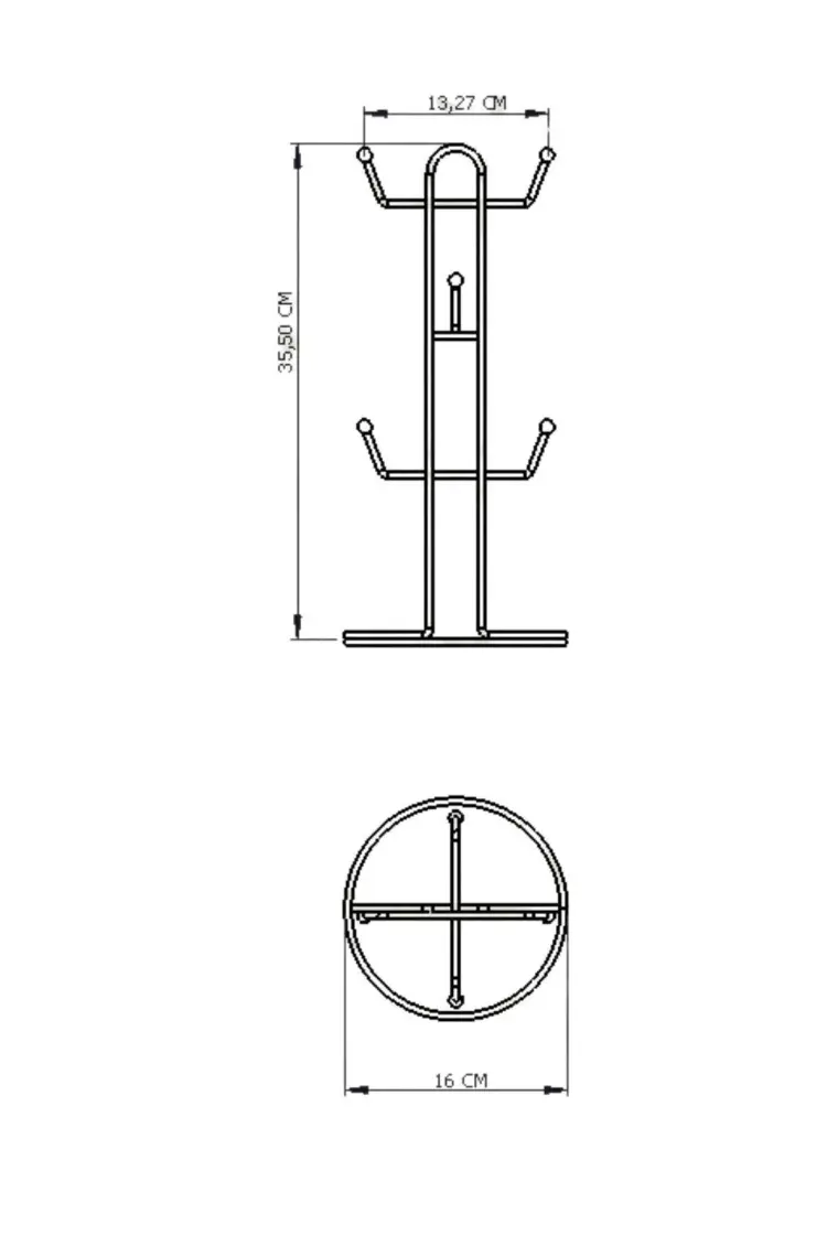 Edora Home Siyah 6 Bölmeli Bardak, Kupa, Fincan Askılığı, Masa Üstü Askılık - Metal Paslanmaz Mutfak Düzenleyici