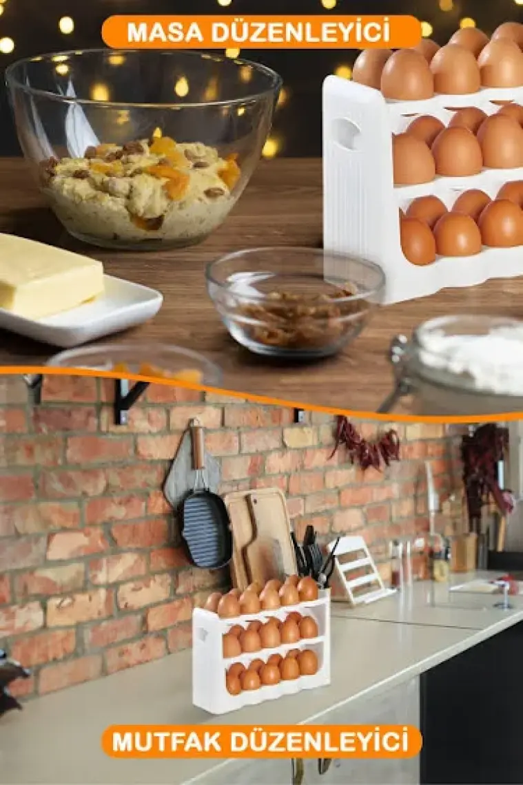 Mithra Life 3 Katlı 30 Bölmeli Buzdolabı Içi Yumurtalık Organizeri MIT1094