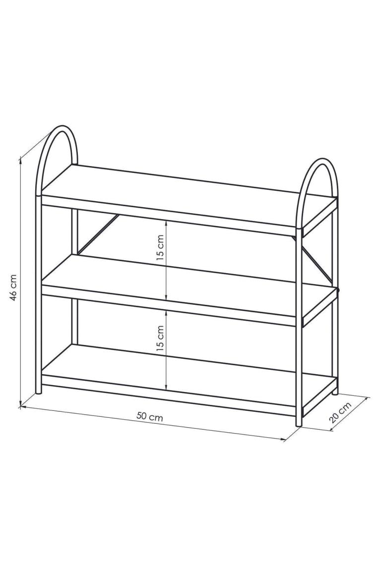 Bello Tezgah Üstü 3'lü Oval Mutfak Rafı Siyah- Atlantikçam 50cm
