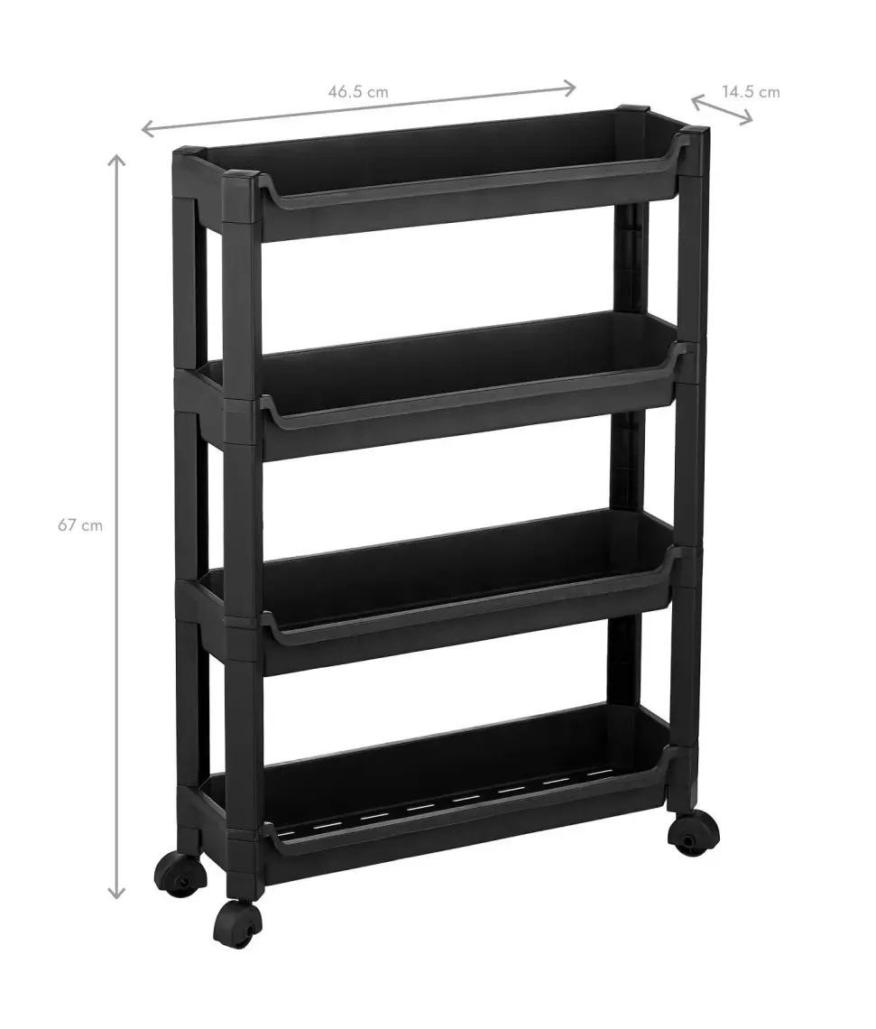 Organizers Org-66 Tekerlekli 4 Katlı 46,5X14,5X67 cm Hareketli Raf Beyaz