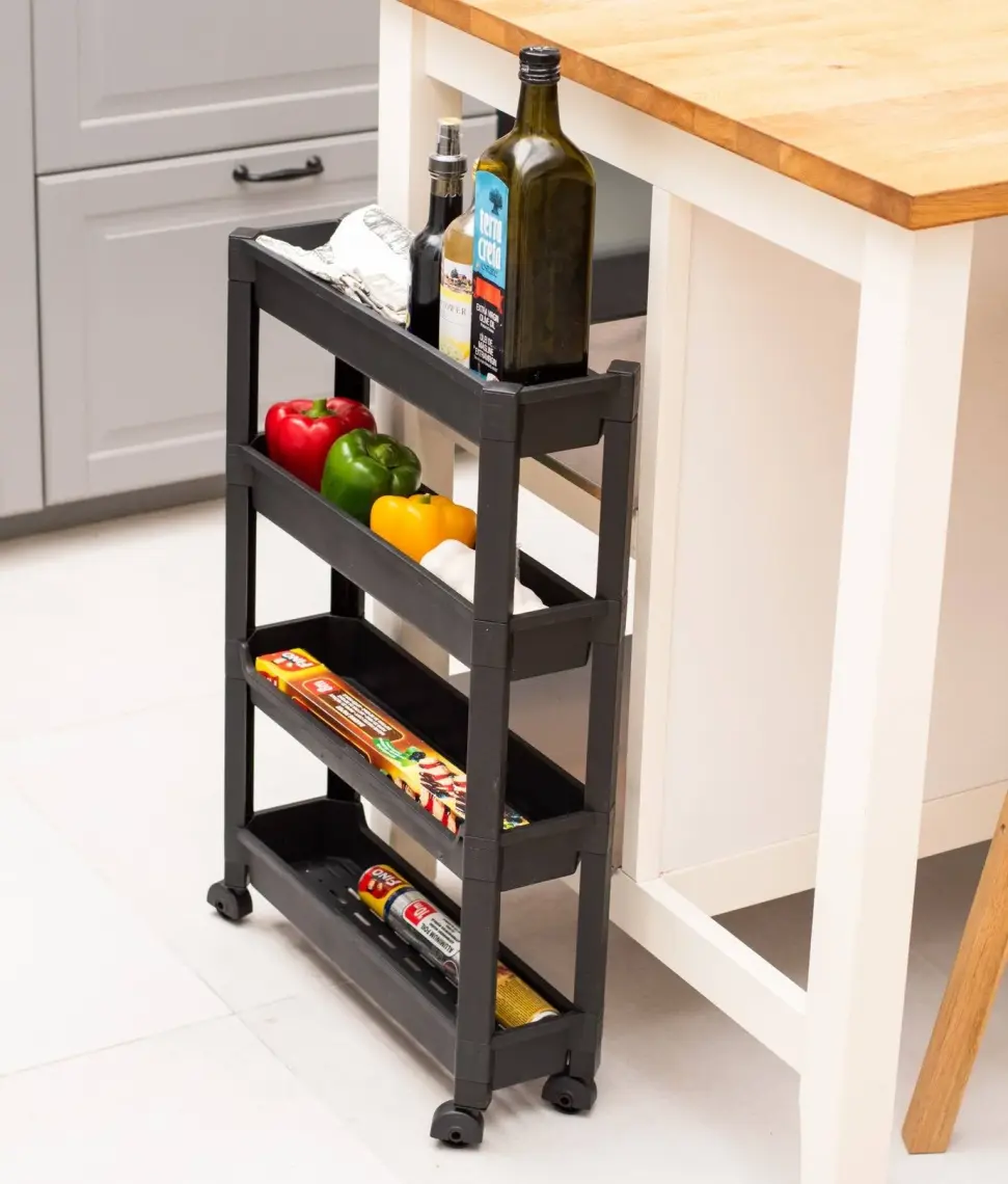 Organizers Org-66 Tekerlekli 4 Katlı 46,5X14,5X67 cm Hareketli Raf Beyaz