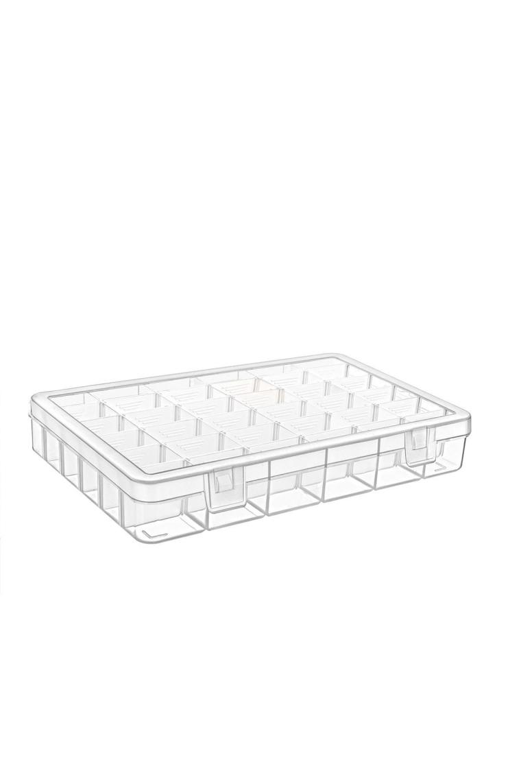 36 Bölmeli Ayarlanabilir Bölmeli Kolye Yüzük Takı Kutusu Organizer Düzenleyici Plastik Kutu (27.5x19.5x4.2cm)