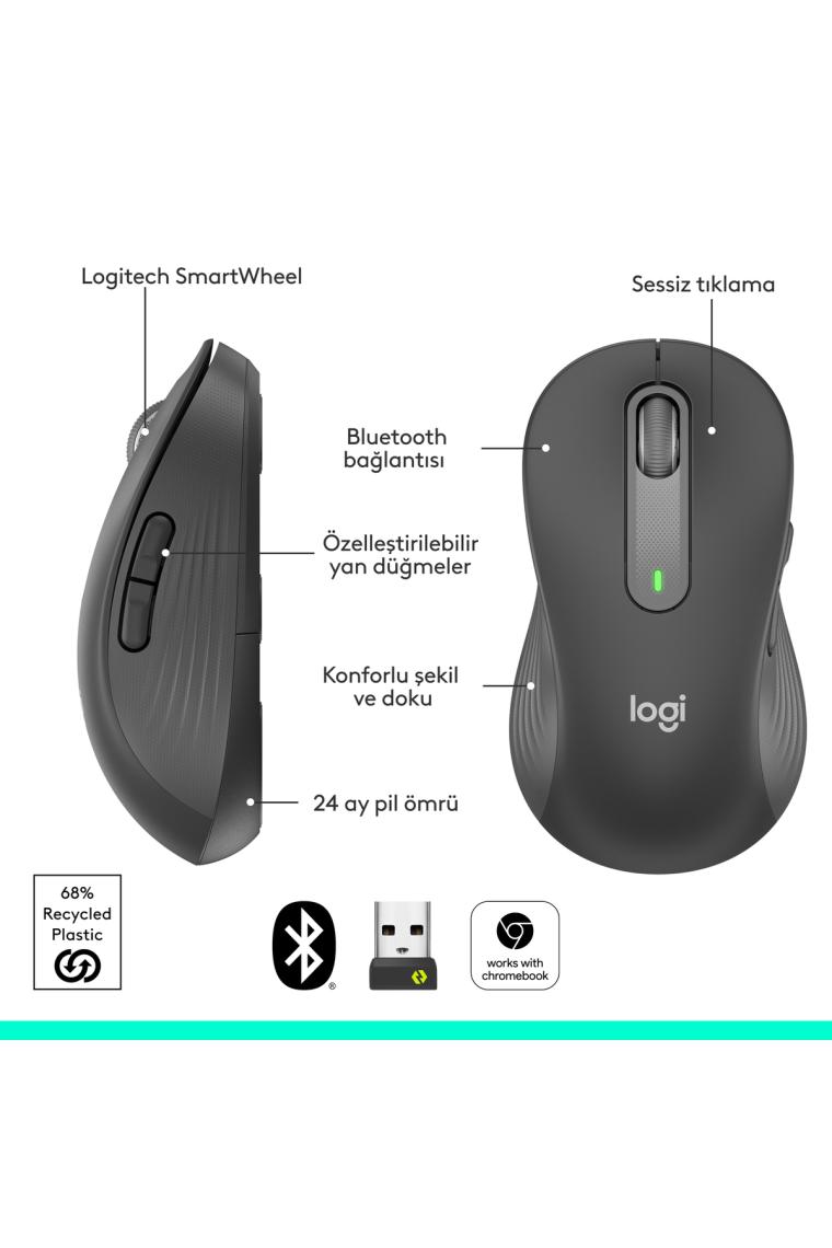 Logıtech 910-006239 M650 Kablosuz Sol El Mouse,siy