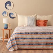 Bella Maison Marin Cooper Pamuklu Çift Kişilik Baskılı Pike Mavi (200x220 cm)