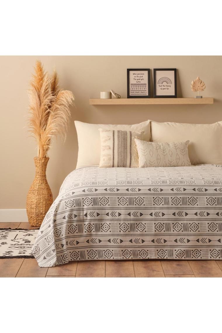 Bella Maison Anchal Pamuklu Tek Kişilik Baskılı Pike Antrasit (150X220 Cm)