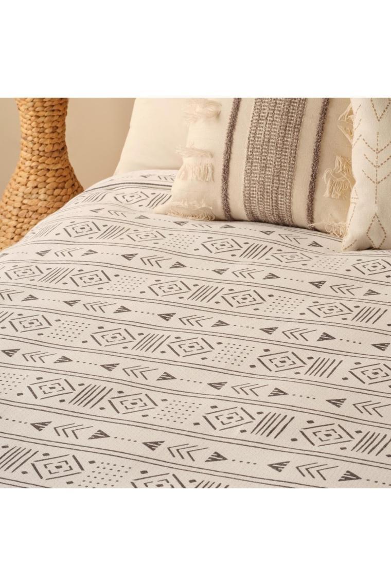 Bella Maison Anchal Pamuklu Tek Kişilik Baskılı Pike Antrasit (150X220 Cm)