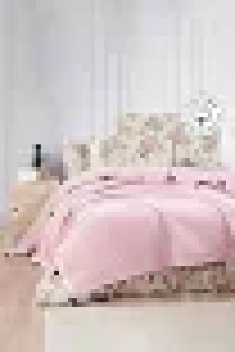 Vionel Home Pamuklu Çift Kişilik Waffle Desen Ponponlu Pembe Pike