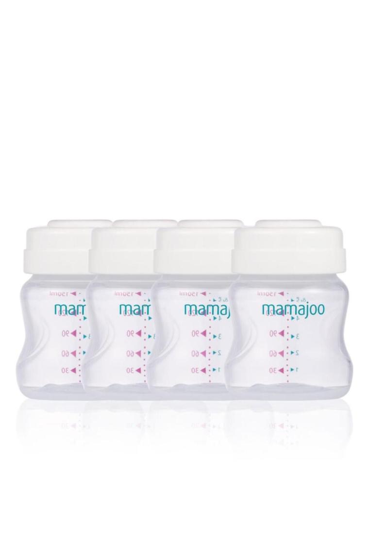 Mamajoo Anne Sütü ve Mama Saklama Seti 4x150 ml | Biberon ve Göğüs Pompası Uyumlu Kapaklı Saklama Kabı